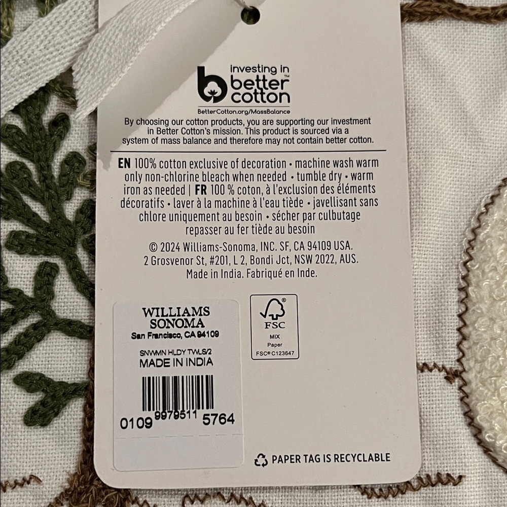 NWT Williams Sonoma Festive Snowman Tea Towels - Picture 4 of 4
